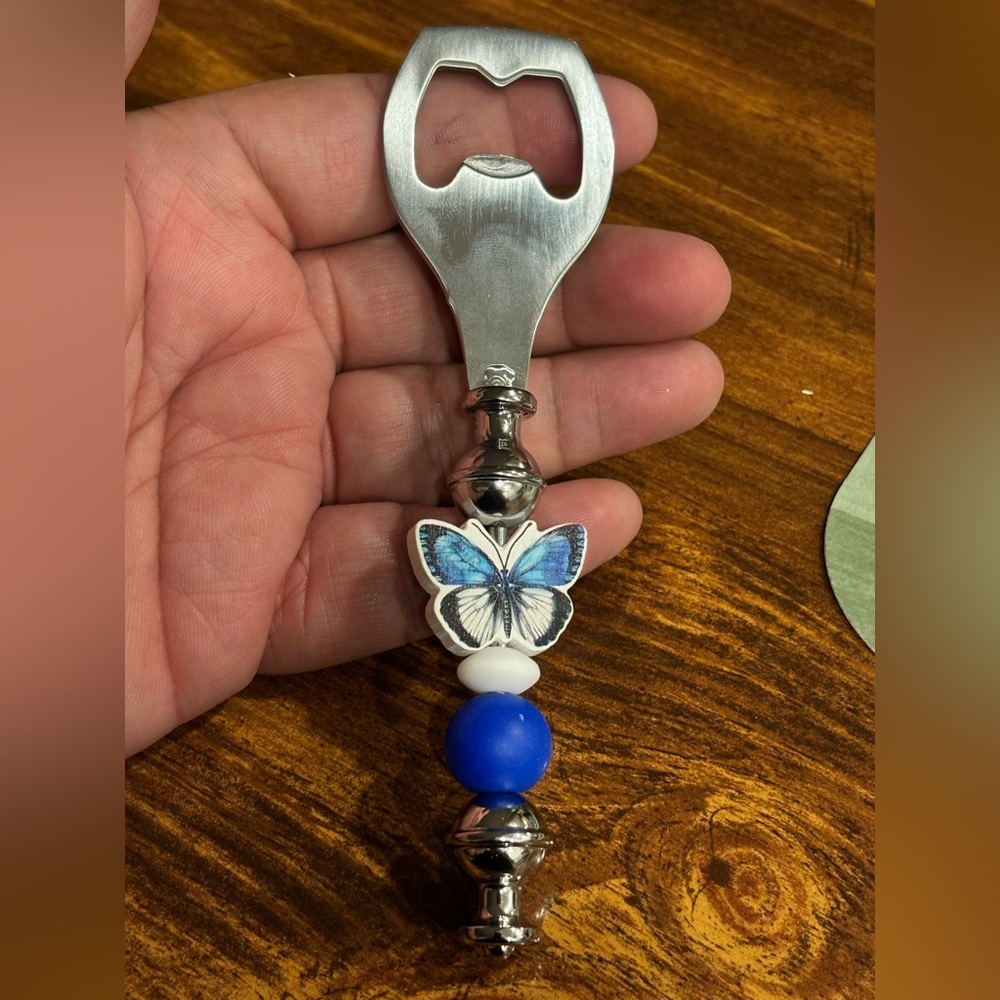 Silver and Blue Butterfly Bottle Opener